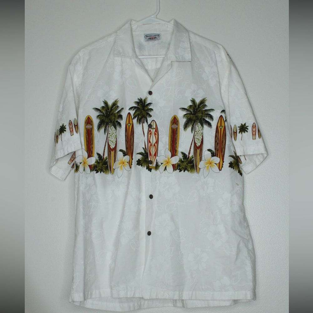 Vintage Pacific Legend Apparel Hawaii Surf Boards Design Hibiscus Flowers USA XL